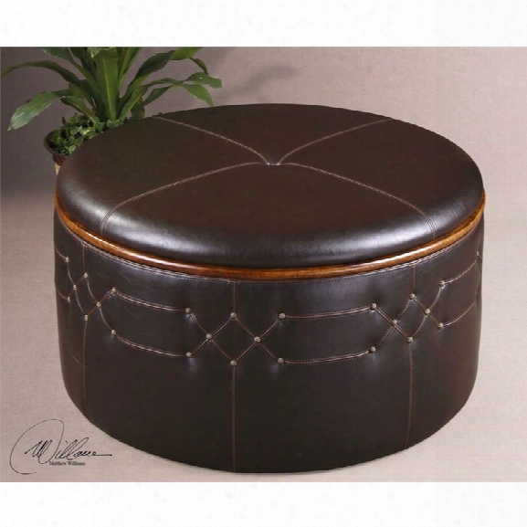 Uttermost Brunner Faux Leather Storage Ottoman In Sable Brown