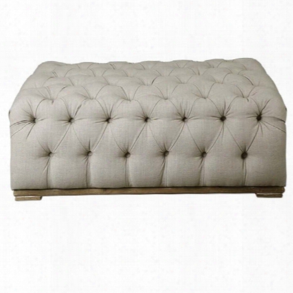 Uttermost Kaniel Tufted Antique White Ottoman