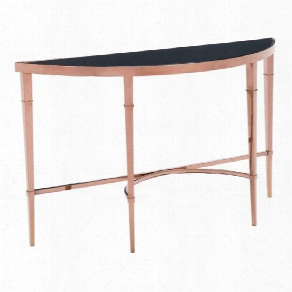 Zuo Elite Glass Console Table In Rose Gold And Black