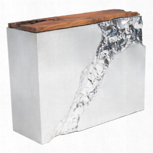 Zuo Luxe Console Table In Natural And Stainless Steels