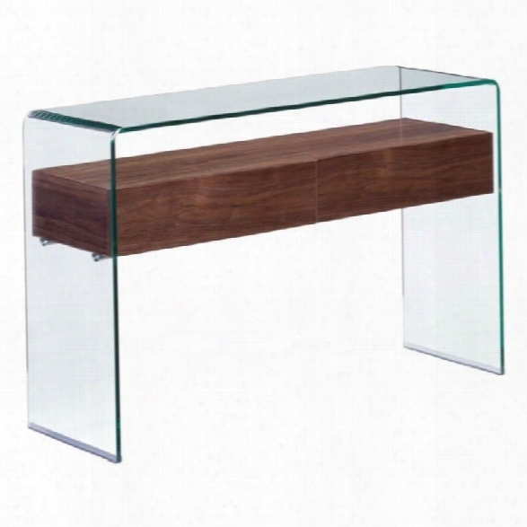 Zuo Shaman Glass Console Table In Walnut