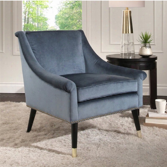 Abbyson Living Joel Velvet Swoop Chair In Smoke Blue