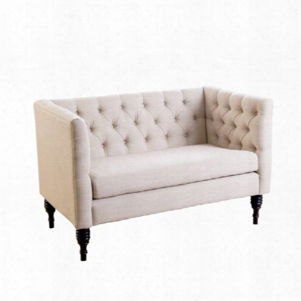 Abbyson Living Mallory Tufted Linen Settee In Beige
