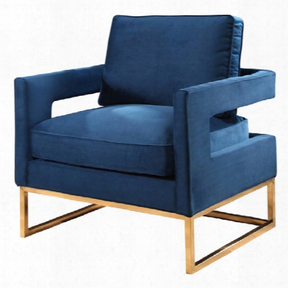 Abbyson Living Mandy Velvet Armchair With Stainless Steel Base In Navy