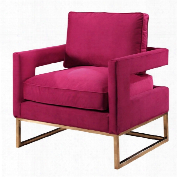 Abbyson Living Mandy Velvet Armchair With Stainless Steel Base In Rose