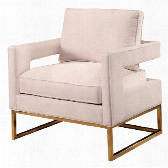 Abbyson Living Mandy Velvet Armchair With Stainless Steel In Ivory