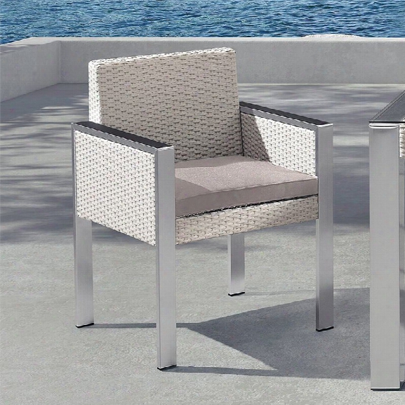 Armen Living Watercube Patio Rattan Dining Chair In White (set Of 2)