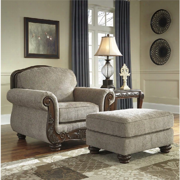 Ashley Cecilyn Accent Chair With Ottoman In Cocoa