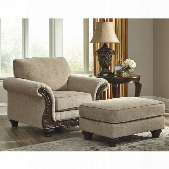 Ashley Laytonsville Accent Chair With Ottoman In Pebble