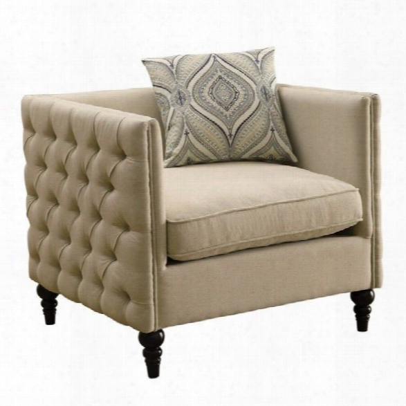 Coaster Claxton Tufted Fabric Chair In Beige