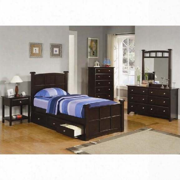 Coaster Jasper 6 Piece Bedroom Set In Rich Cappuccino Finish