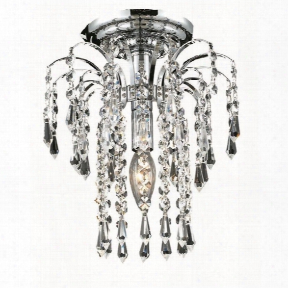 Elegant Lighting Falls 9 Elements Crystal Flush Mount In Chrome