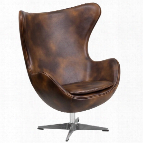 Flash Furniture Bomber Jacket Leather Egg Chair In Brown