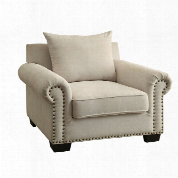 Furniture Of America Belinda Chenille Accent Chair In Ivory