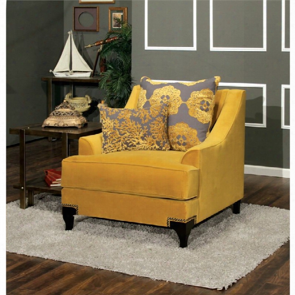 Furniture Of America Charlette Velvet Accent Chair In Gold