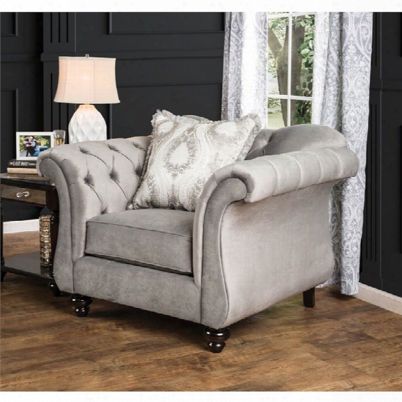 Furniture Of America Dupre Tufted Accent Chair In Dolphin Gray