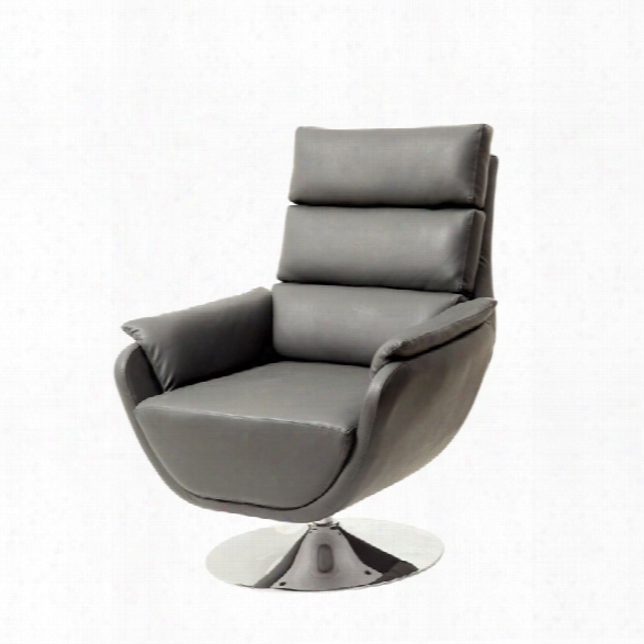 Furniture Of America Frarar Fau Leather Swivel Accent Chair In Gray