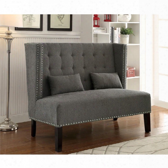 Furniture Of America Gwen Tufted Fabric Settee In Gray