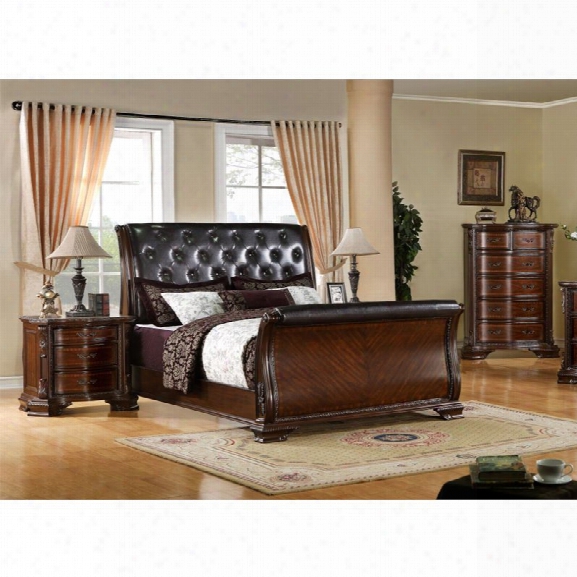 Furniture Of America Hulga 3 Piece Sleigh California King Bedroom Set