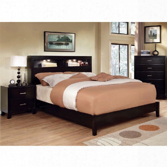 Furniture Of America Jenners 3 Piece King Bookcase Bedroom Set In Espresso