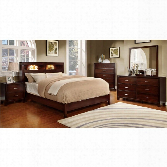 Furniture Of America Jenners 4 Piece King Bedroom Set In Brown Cherry