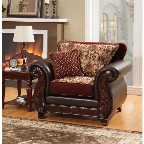 Furniture Of America Lozano Accent Chair In Burgundy