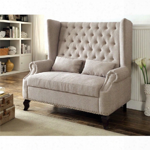 Furniture Of America Mathis Tufted Settee In Beige