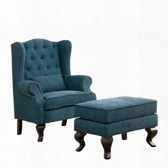 Furniture Of America Petunia 2 Piece Chair And Ottoman In Dark Teal