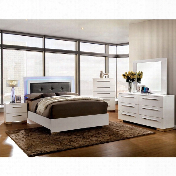 Furniture Of America Rayland 4 Piece King Led Panel Bedroom Set