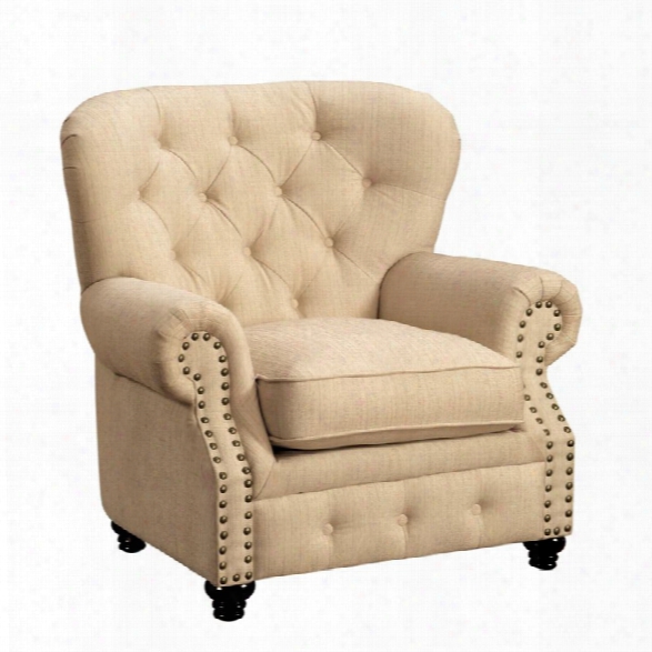 Furniture Of America Villa Upholstered Accent Chair In Ivory