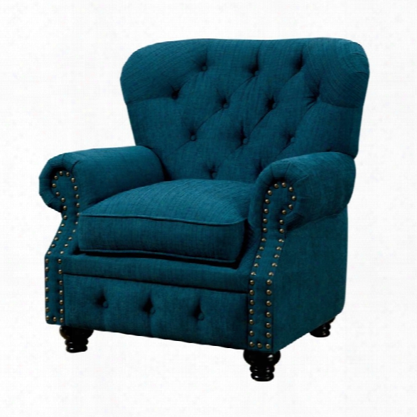 Furniture Of America Villa Upholstered Accent Chair In Teal