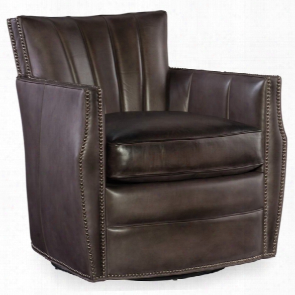 Hooker Furniture Carson Leather Swivel Club Chair In Dark Taupe