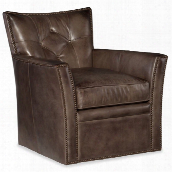 Hooker Furniture Conner Leather Swivel Club Chair In Checkmate Trade