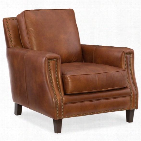 Hooker Furniture Exton Stationary Leather Chair In Brown