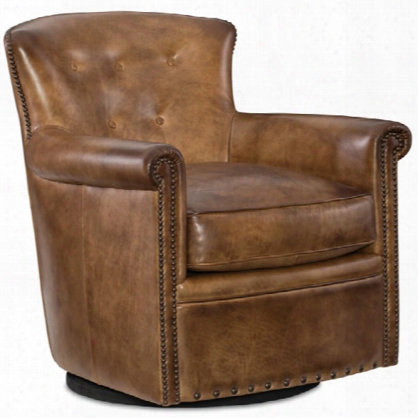 Hooker Furniture Jacob Leather Swivel Club Chair In Checkmate Trade