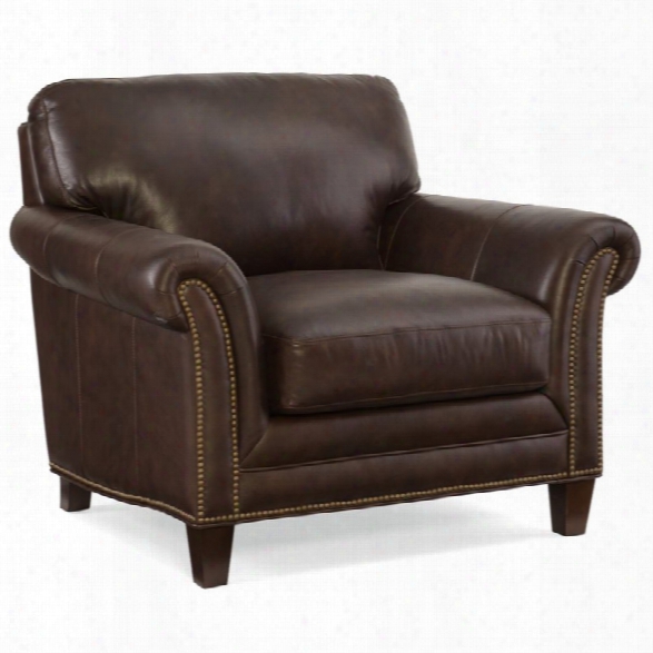 Hooker Furniture Marriott Stationary Leather Chair In Mahogany