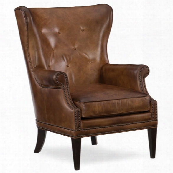 Hooker Furniture Maya Leather Wing Club Chair In Checkmate Pawn