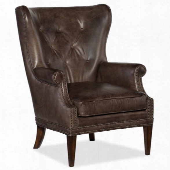 Hooker Furniture Maya Leather Wing Club Chair In Checkmate Trade