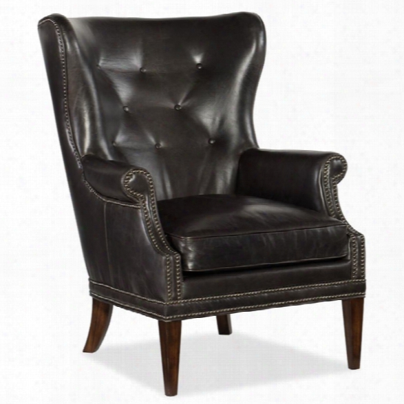 Hooker Furniture Maya Leather Wing Club Chair In Memento Medal