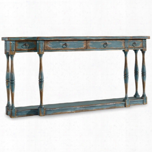 Hooker Furniture Sanctuary 4 Drawer Thin Console Table In Azure Blue