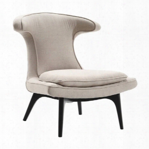 Maklaine Fabric Wingback Accent Chair In Taupe