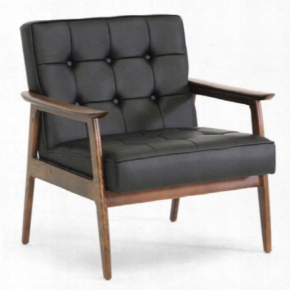 Maklaine Faux Leather Club Chair In Black