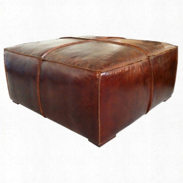 Moe's Stamford Leather Ottoman Coffee Table In Brown