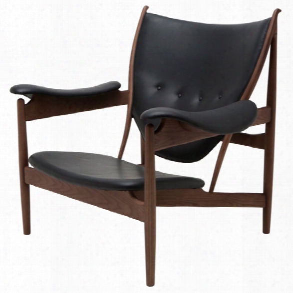 Nuevo Grande Leather Accent Chair In Walnut And Black