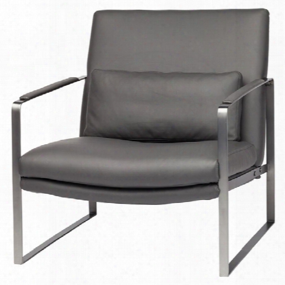 Nuevo Leonardo Faux Leather Accent Chair In Gray