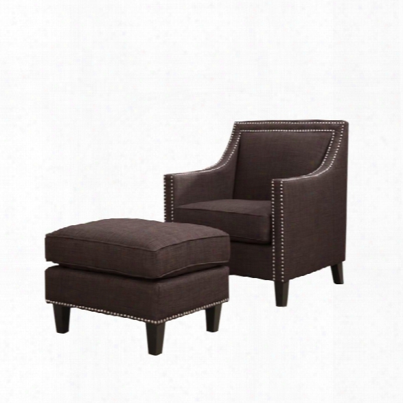 Picket House Furnishings Emery Chair With Ottoman In Chocolate