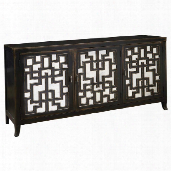 Pulaski Geometric Overlay Mirrored Door Console Table