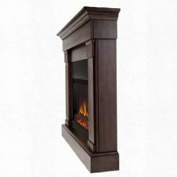 Real Flame Crawford Electric Slim Line Fireplace In Chestnut Oak