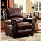 Furniture of America Garry Leather Accent Chair in Dark Brown