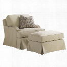 Lexington Coventry Hills Stowe Slipcover Swivel Accent Chair in Khaki